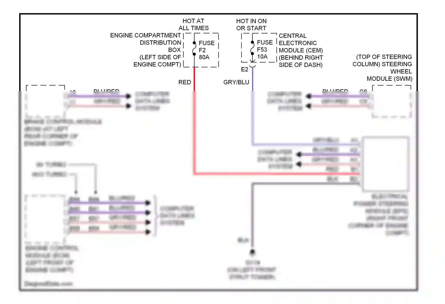 Volvo V50 I facelift (2007-2012) computer data lines system wiring diagram  (13 of 43)