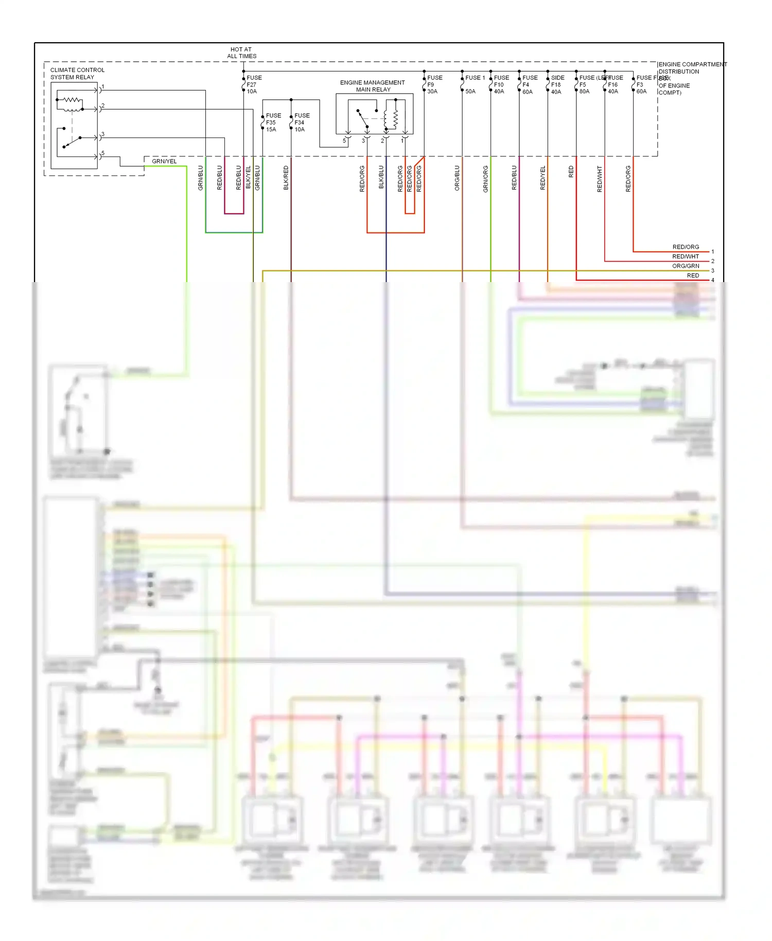 Volvo V50 I facelift (2007-2012) engine compartment distribution box wiring diagram  (1 of 3)