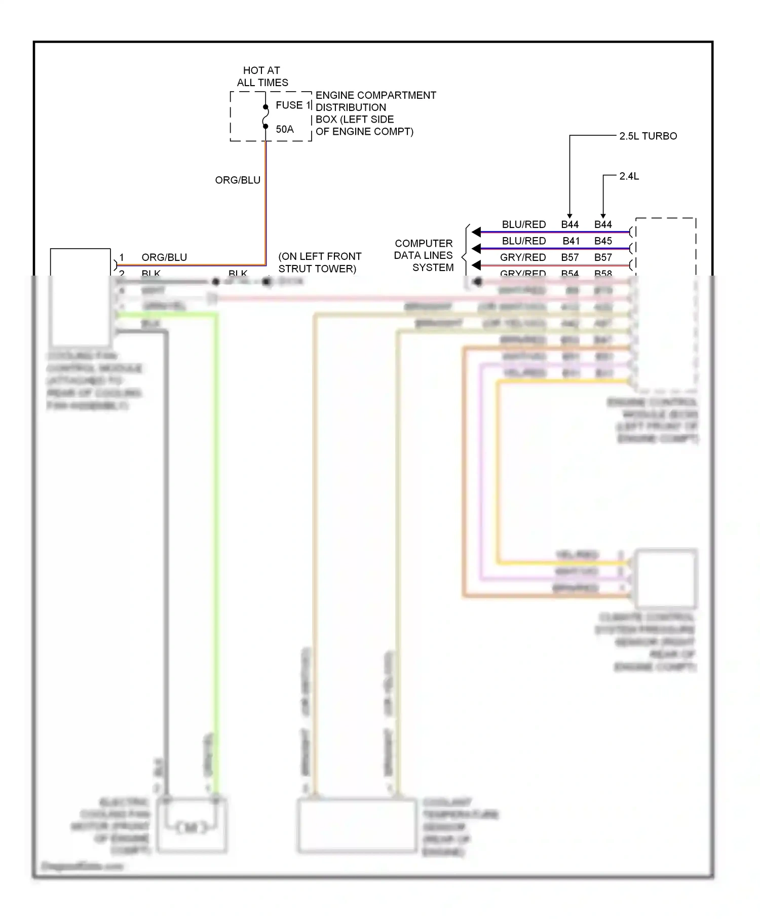 Volvo V50 I facelift (2007-2012) engine control module (ecm) (left front of engine compt) wiring diagram  (3 of 13)