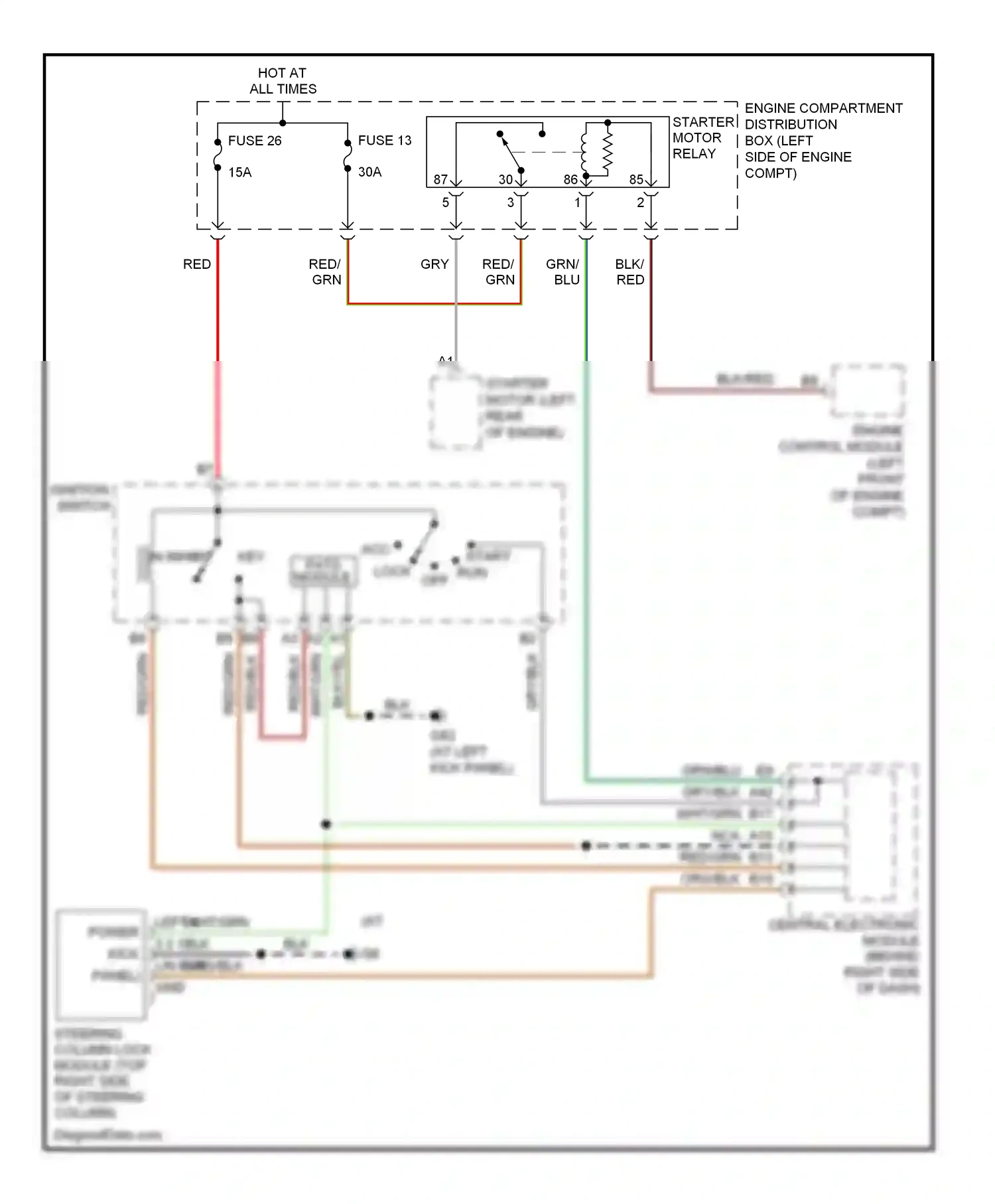 Volvo V50 I (2004-2007) engine control module (left front of engine compt) wiring diagram  (1 of 1)
