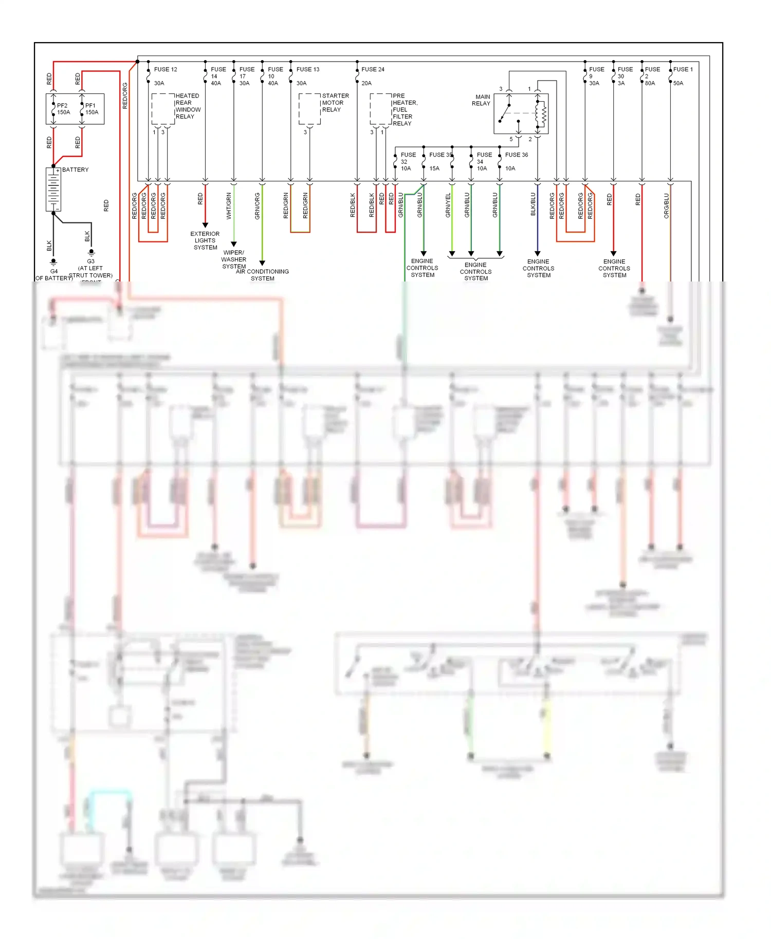 Volvo V50 I (2004-2007) engine controls system wiring diagram  (2 of 2)