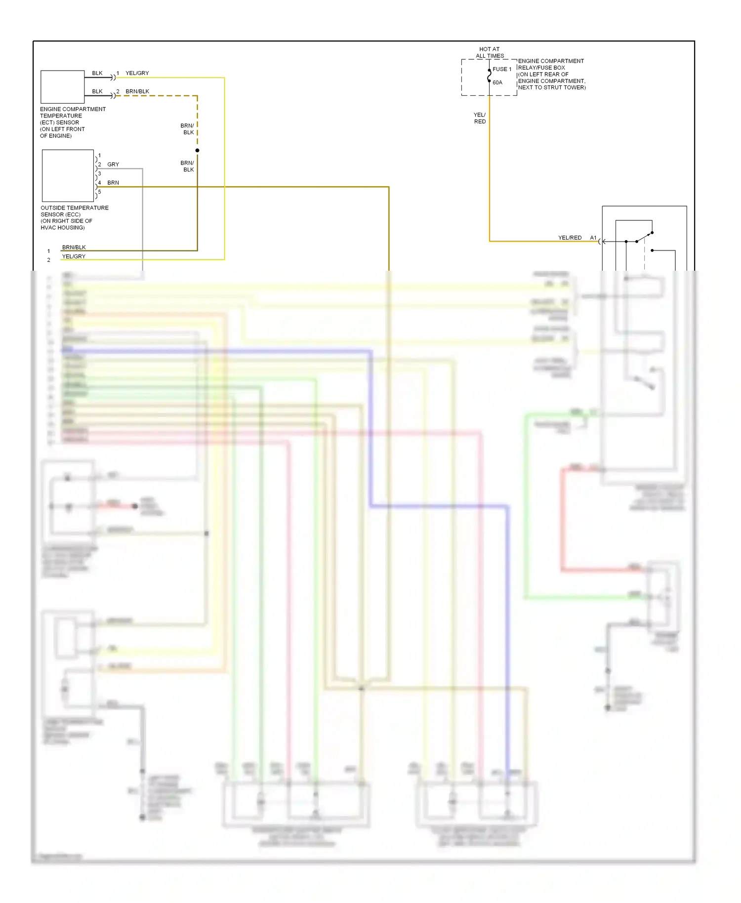Volvo V70 I (1997-2000) engine compartment temperature (ect) sensor (on left front of engine) wiring diagram  (1 of 1)