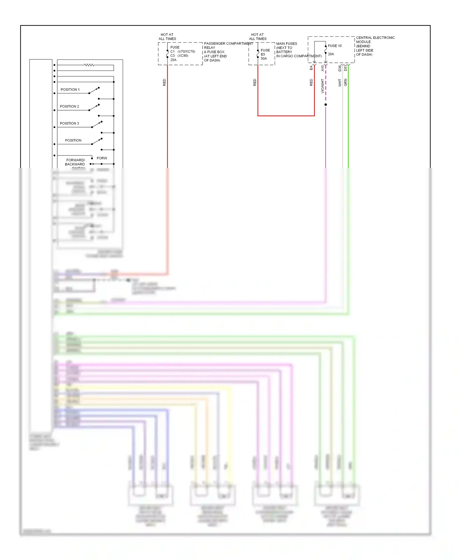 Volvo V70 II facelift (2004-2007) backrest angle switch wiring diagram  (1 of 2)