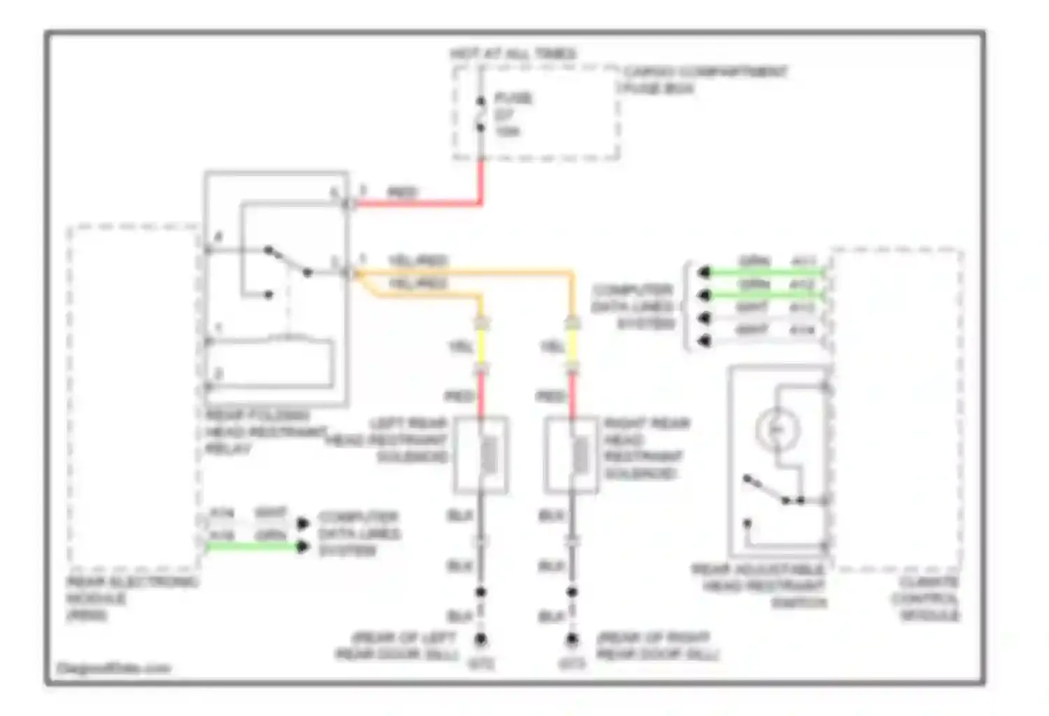 V70 Volvo II (2000-2004): Rear head restraint circuit