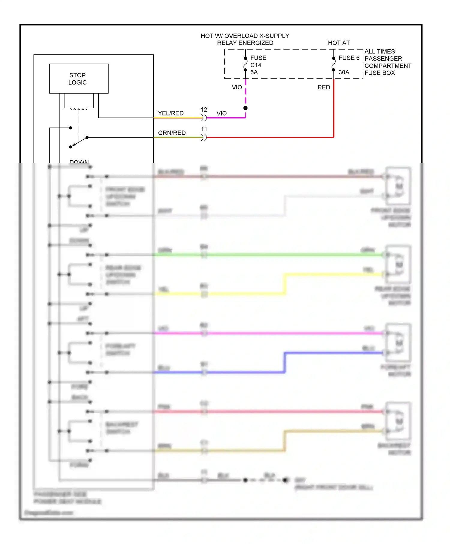 Volvo V70 II (2000-2004) backrest switch wiring diagram  (2 of 2)