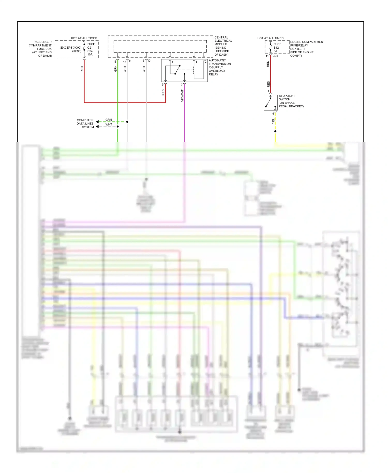 Volvo V70 II (2000-2004) gear selector module switch wiring diagram  (1 of 1)