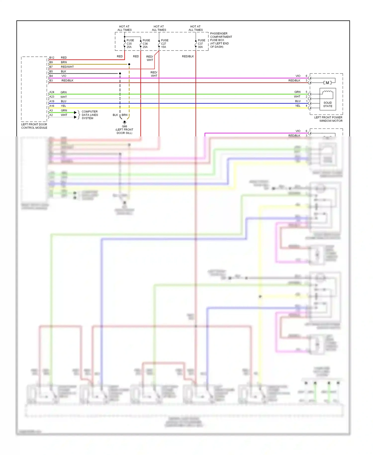 Volvo V70 II (2000-2004) left front door control module wiring diagram  (5 of 5)