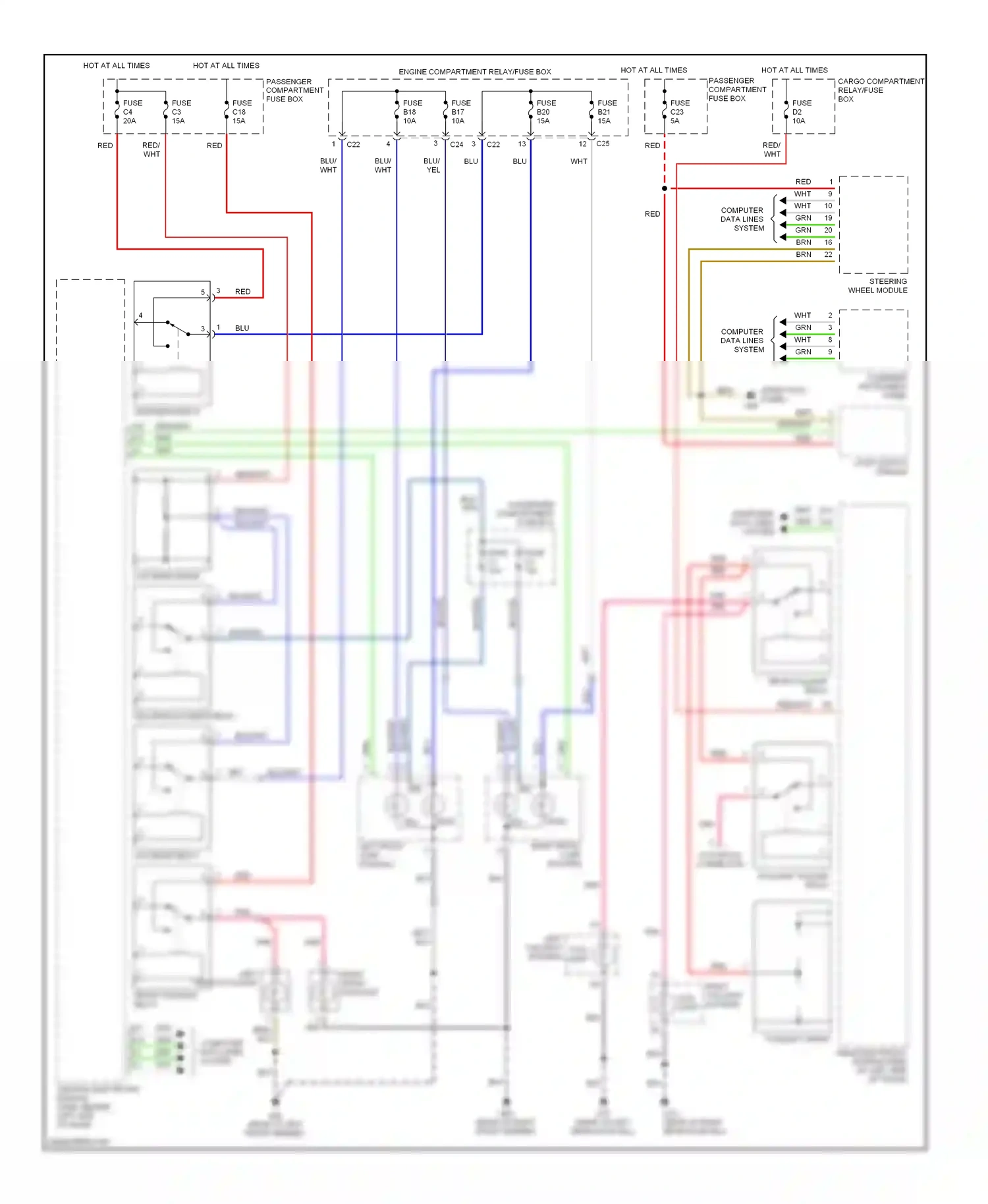 Volvo V70 II (2000-2004) light switch module wiring diagram  (1 of 2)