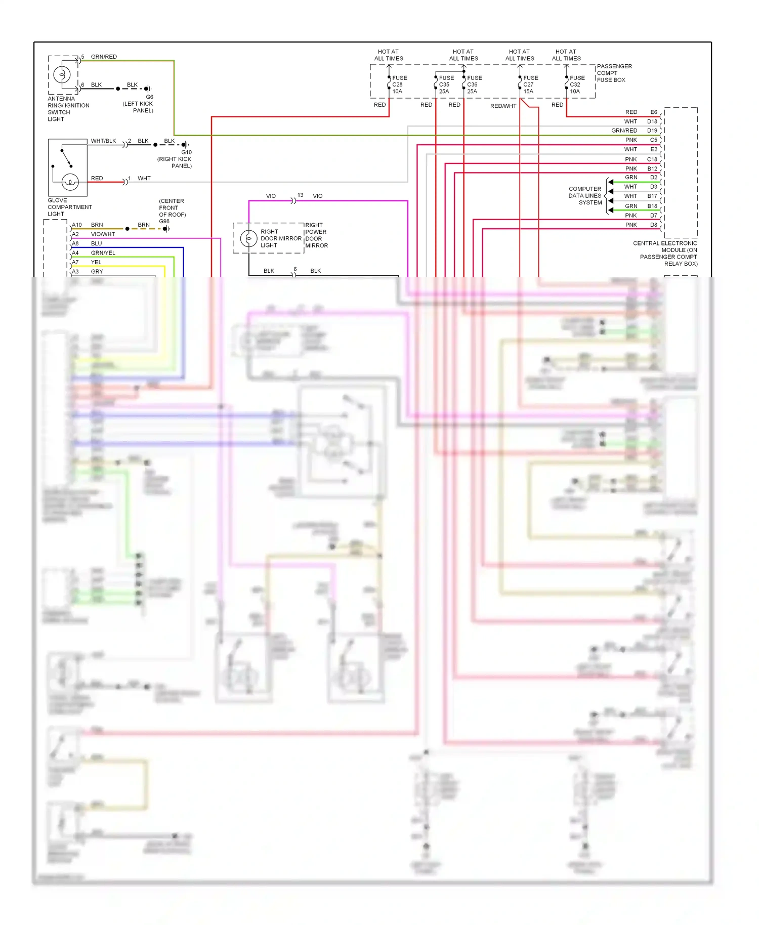Volvo V70 II (2000-2004) (right kick panel) wiring diagram  (11 of 16)