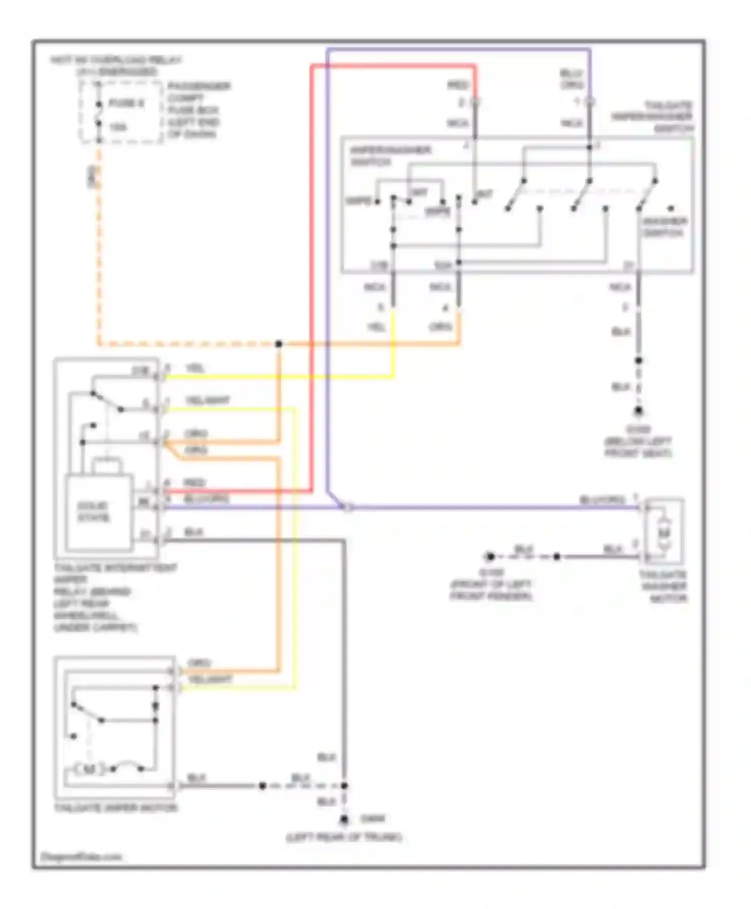 V90 Volvo I (1997-2000): Rear washer/wiper circuit