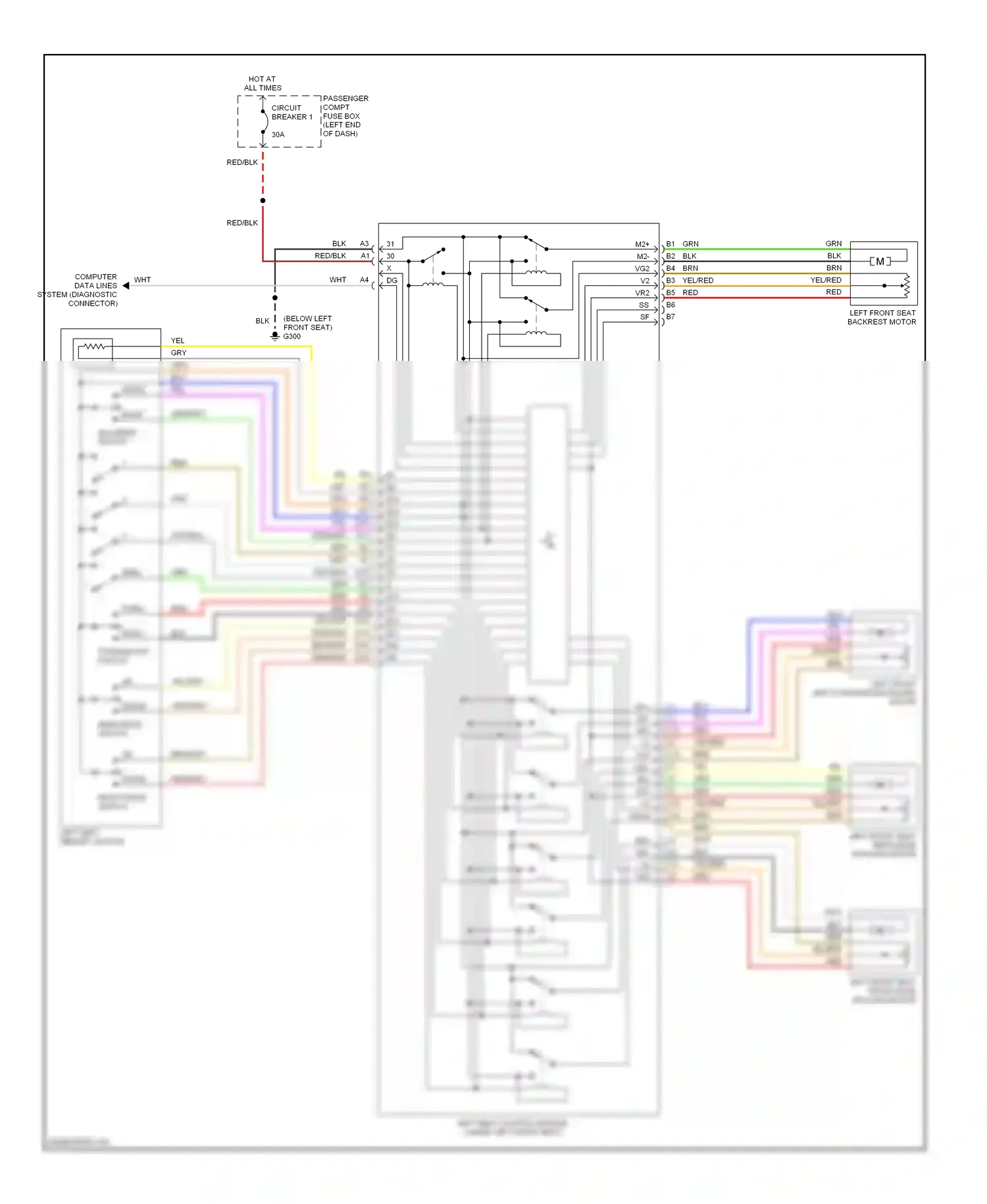 Volvo V90 I (1997-2000) backrest switch wiring diagram  (1 of 2)