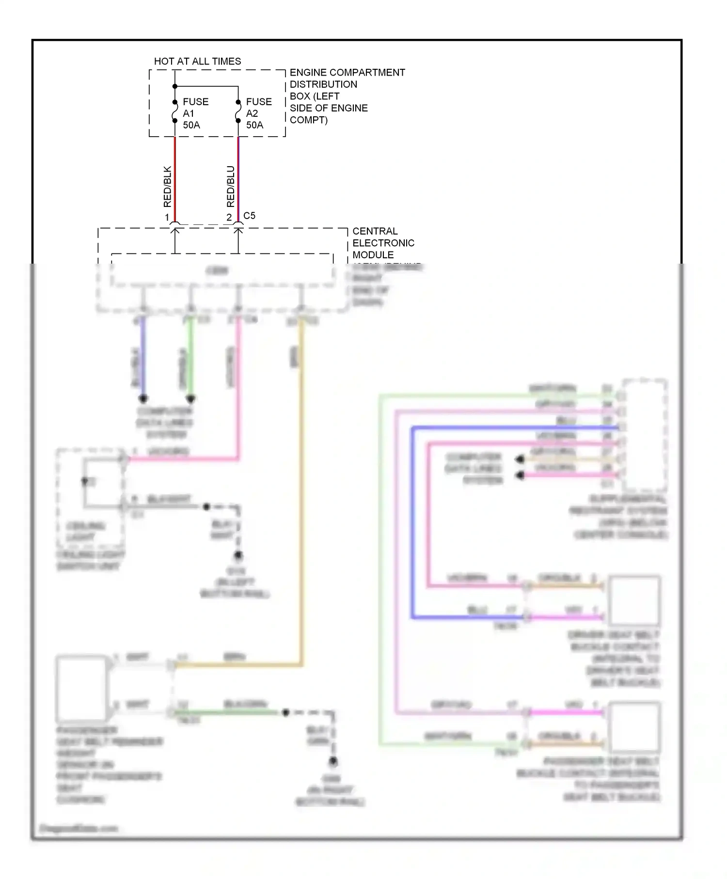 Volvo XC60 I (2008-2013) ceiling light switch unit wiring diagram  (3 of 4)