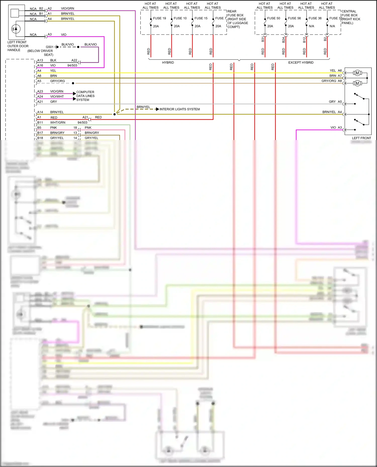 Volvo XC60 II (2017-2021) left front central locking switch wiring diagram  (1 of 2)