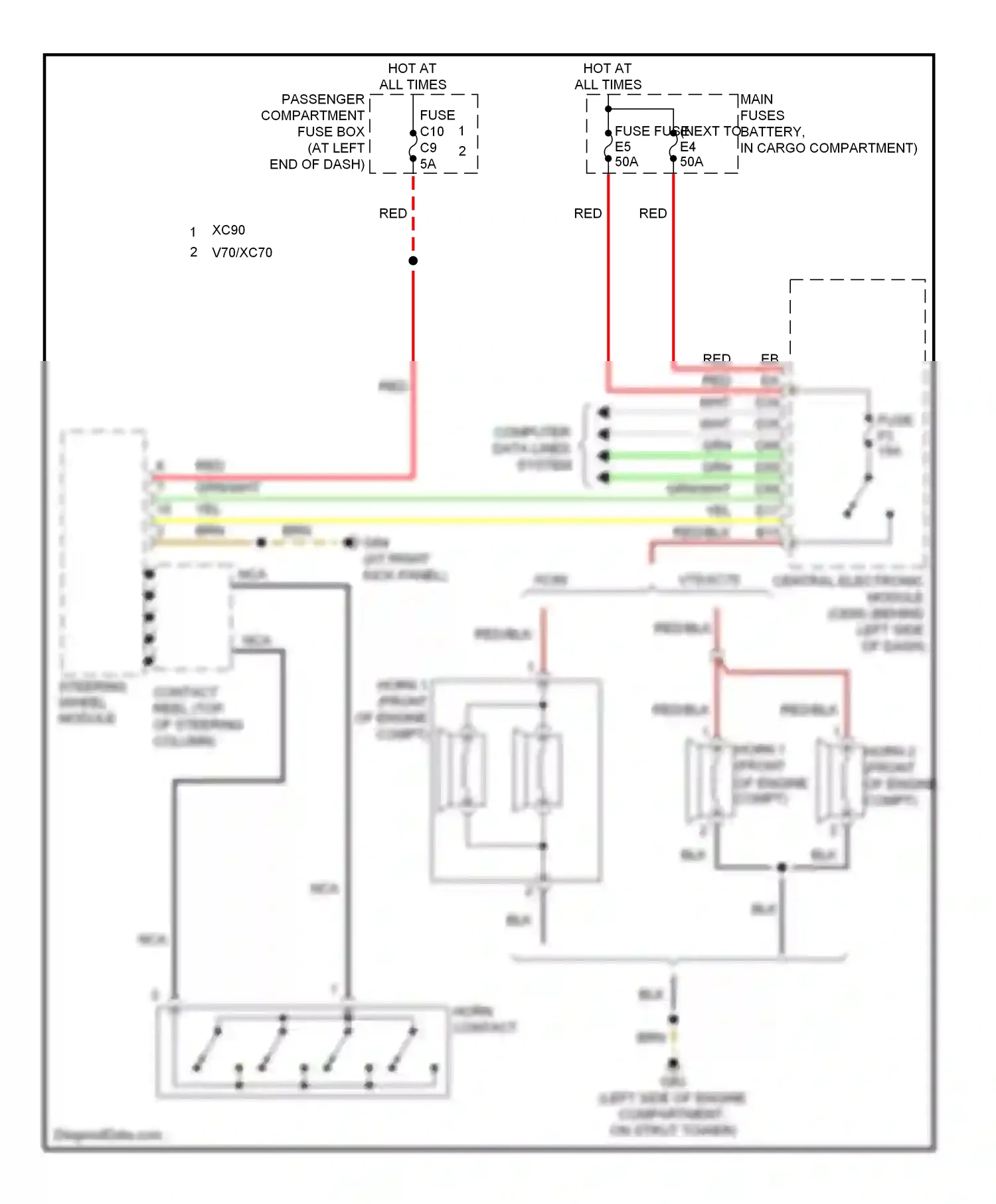 Volvo XC70 I facelift (2004-2007) computer data lines system wiring diagram  (23 of 44)