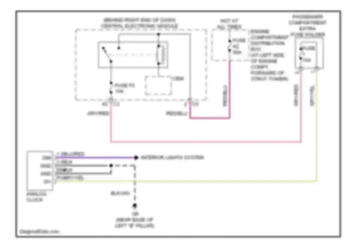 Wiring diagram analog clock for Volvo XC70 II facelift (2013-2016) (1 of 2)