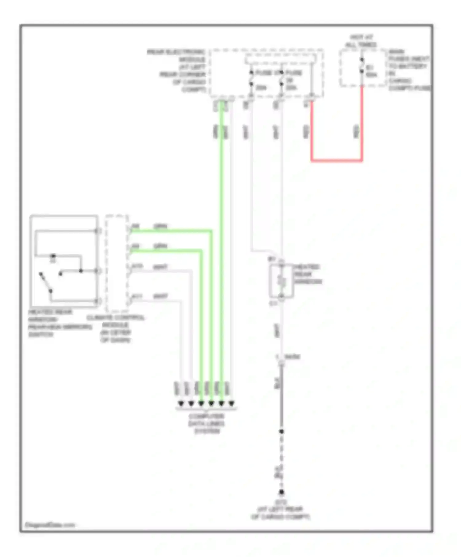 XC90 Volvo I facelift (2006-2014): Rear defogger circuit