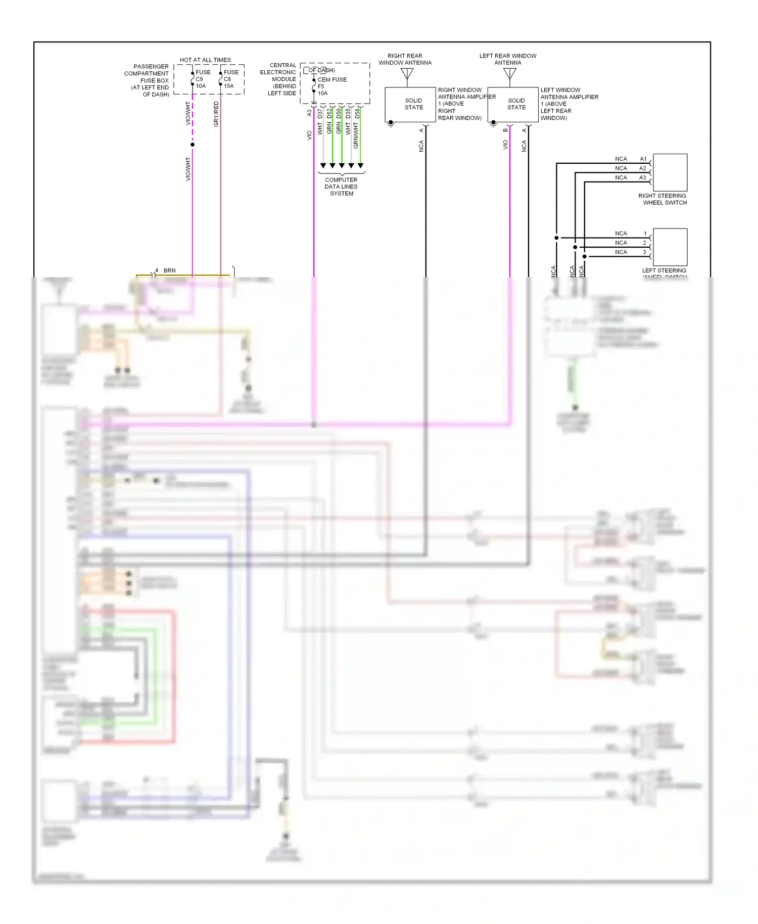 Wiring diagram left steering wheel switch for Volvo XC90 I facelift (2006-2014) (4 of 5)