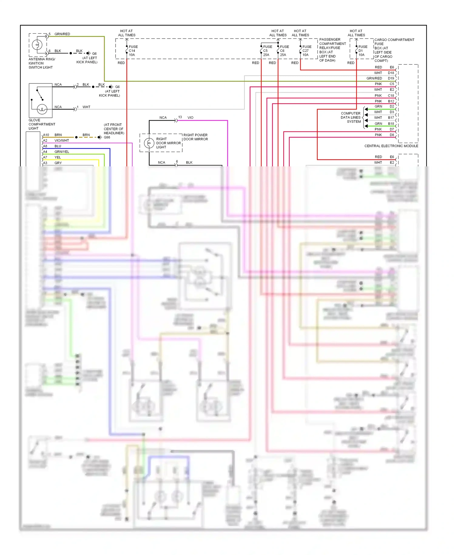 Wiring diagram compartment right front light for Volvo XC90 I (2002-2006) (1 of 1)