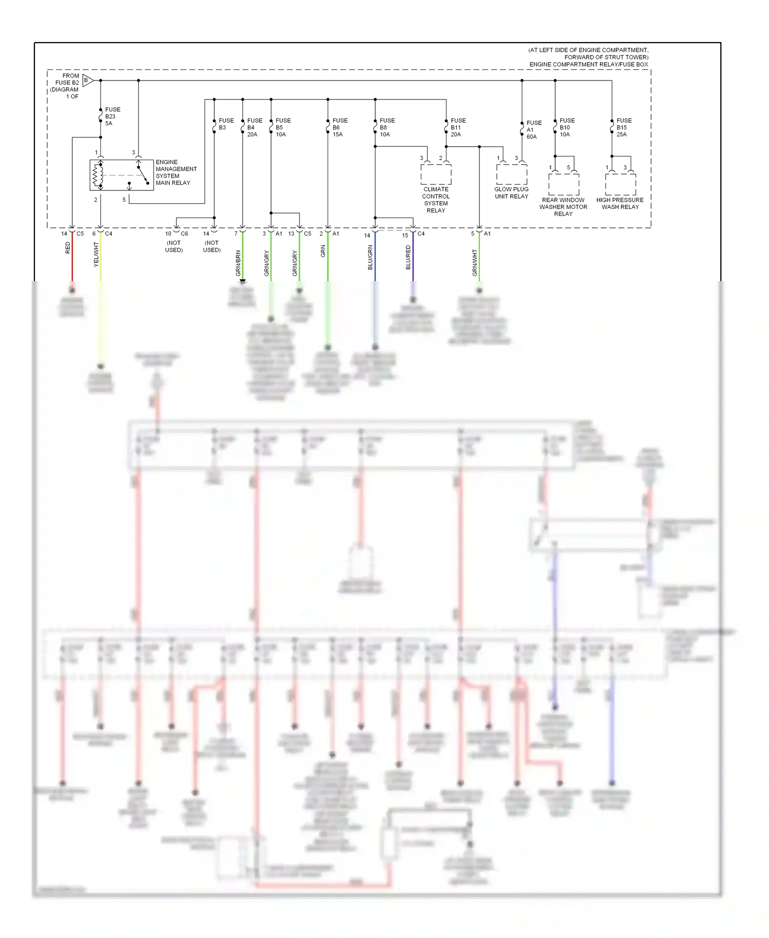Wiring diagram glow plug unit relay for Volvo XC90 I (2002-2006) (1 of 1)