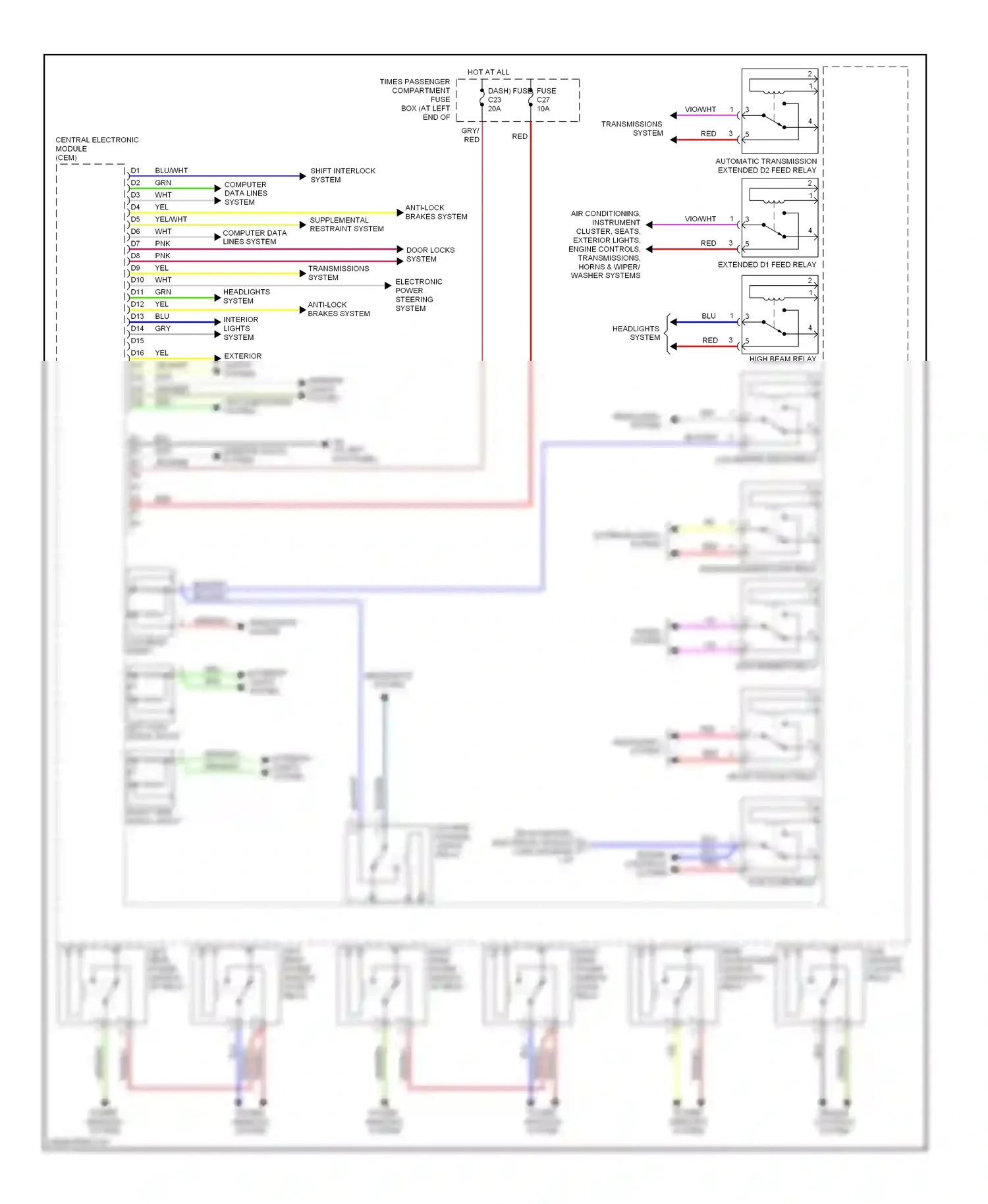 Wiring diagram headlights system for Volvo XC90 I (2002-2006) (2 of 2)