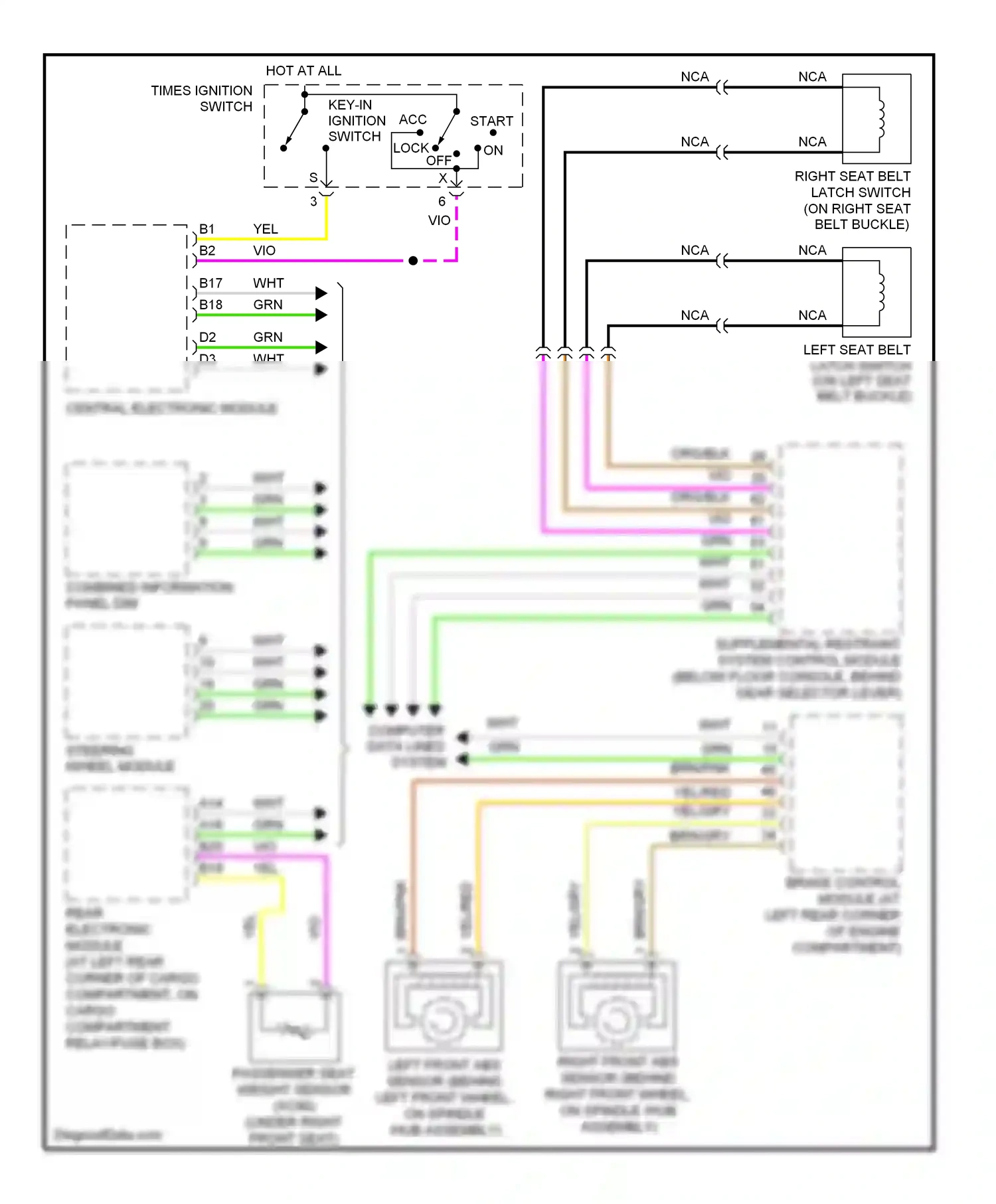 Wiring diagram steering wheel module for Volvo XC90 I (2002-2006) (10 of 11)