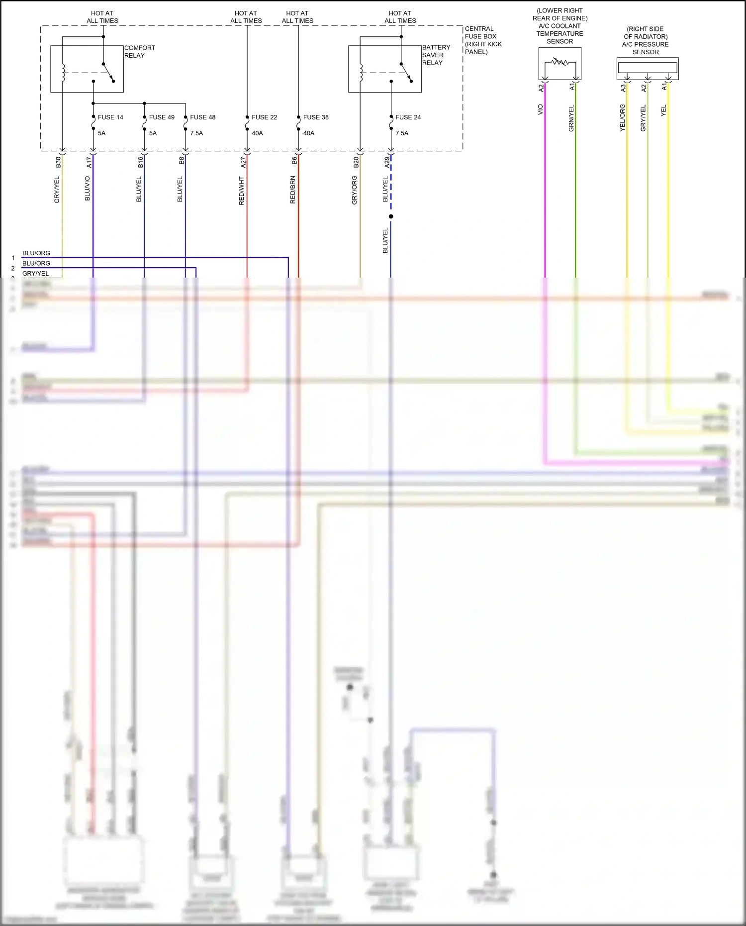 Wiring diagram a/c coolant temperature sensor for Volvo XC90 II facelift (2019-2024) (1 of 2)