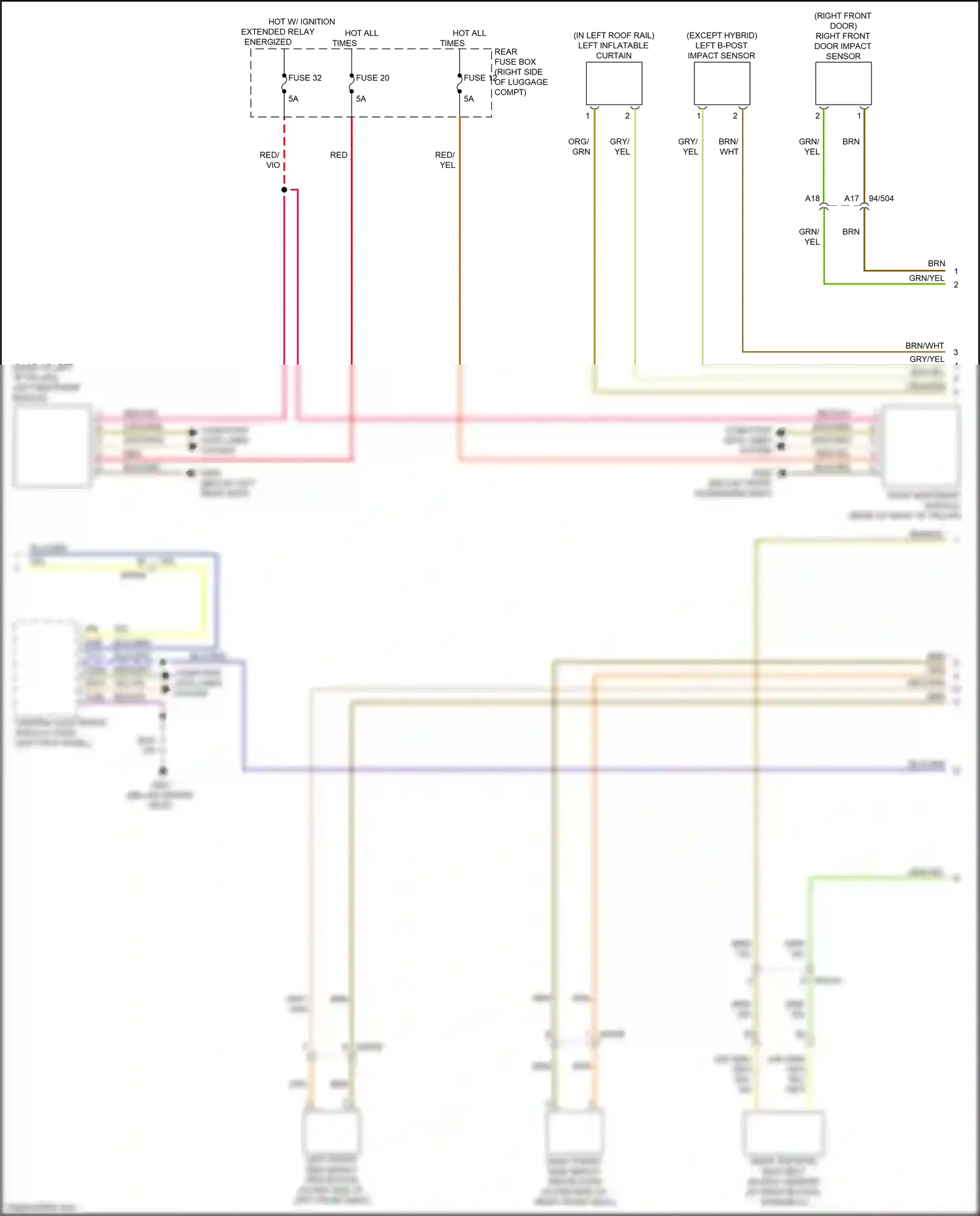 Wiring diagram left b-post impact sensor for Volvo XC90 II facelift (2019-2024) (1 of 1)