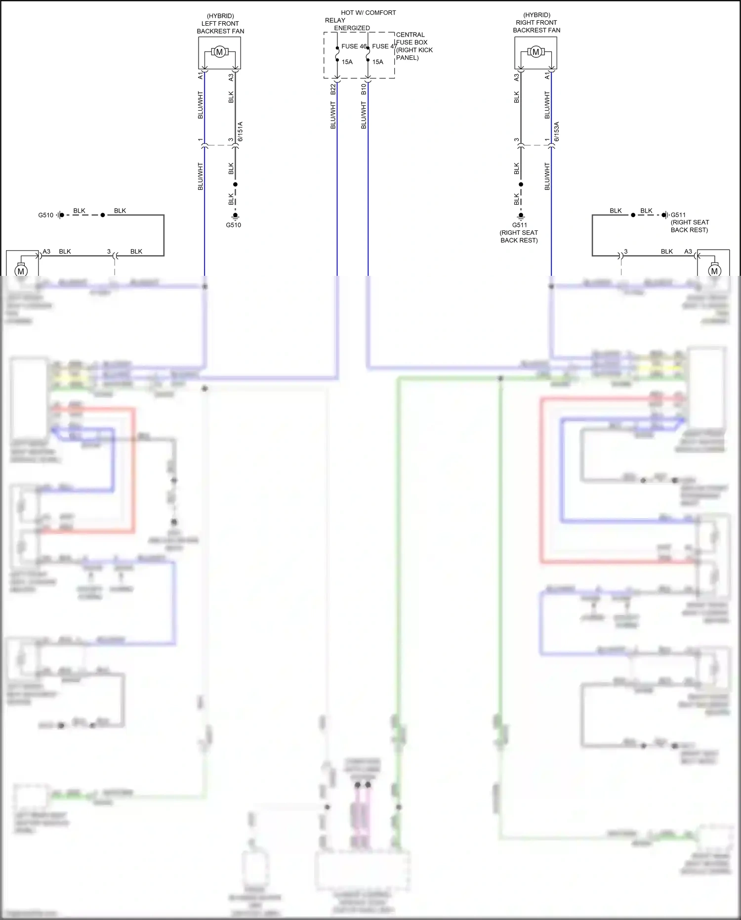 Wiring diagram left front backrest fan for Volvo XC90 II facelift (2019-2024) (1 of 2)