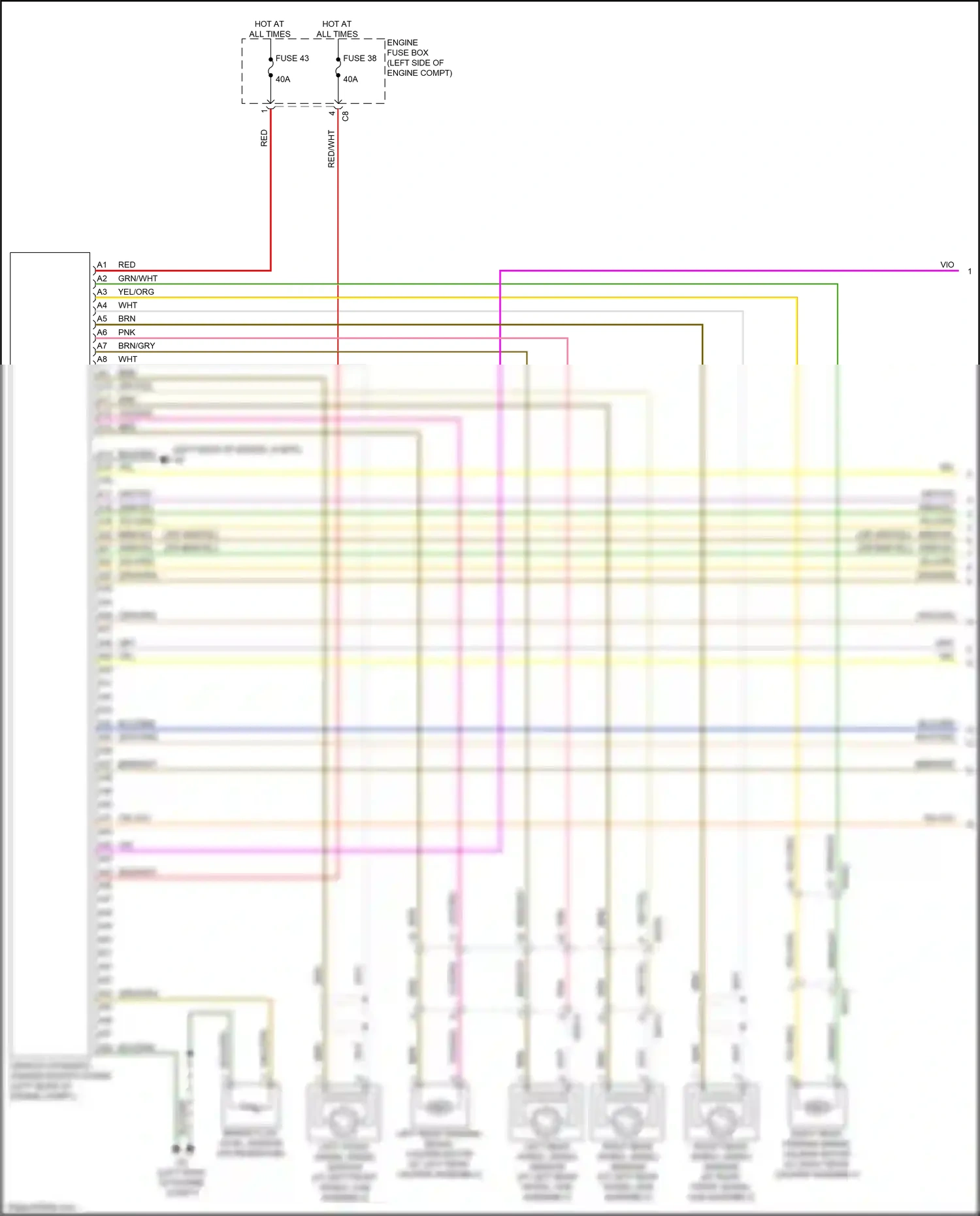 Wiring diagram left front wheel speed sensor for Volvo XC90 II facelift (2019-2024) (1 of 8)