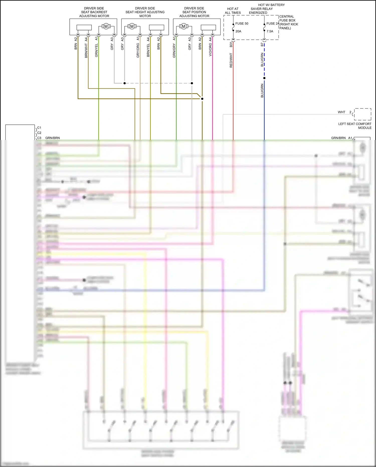 Wiring diagram left personal settings memory switch for Volvo XC90 II facelift (2019-2024) (2 of 3)