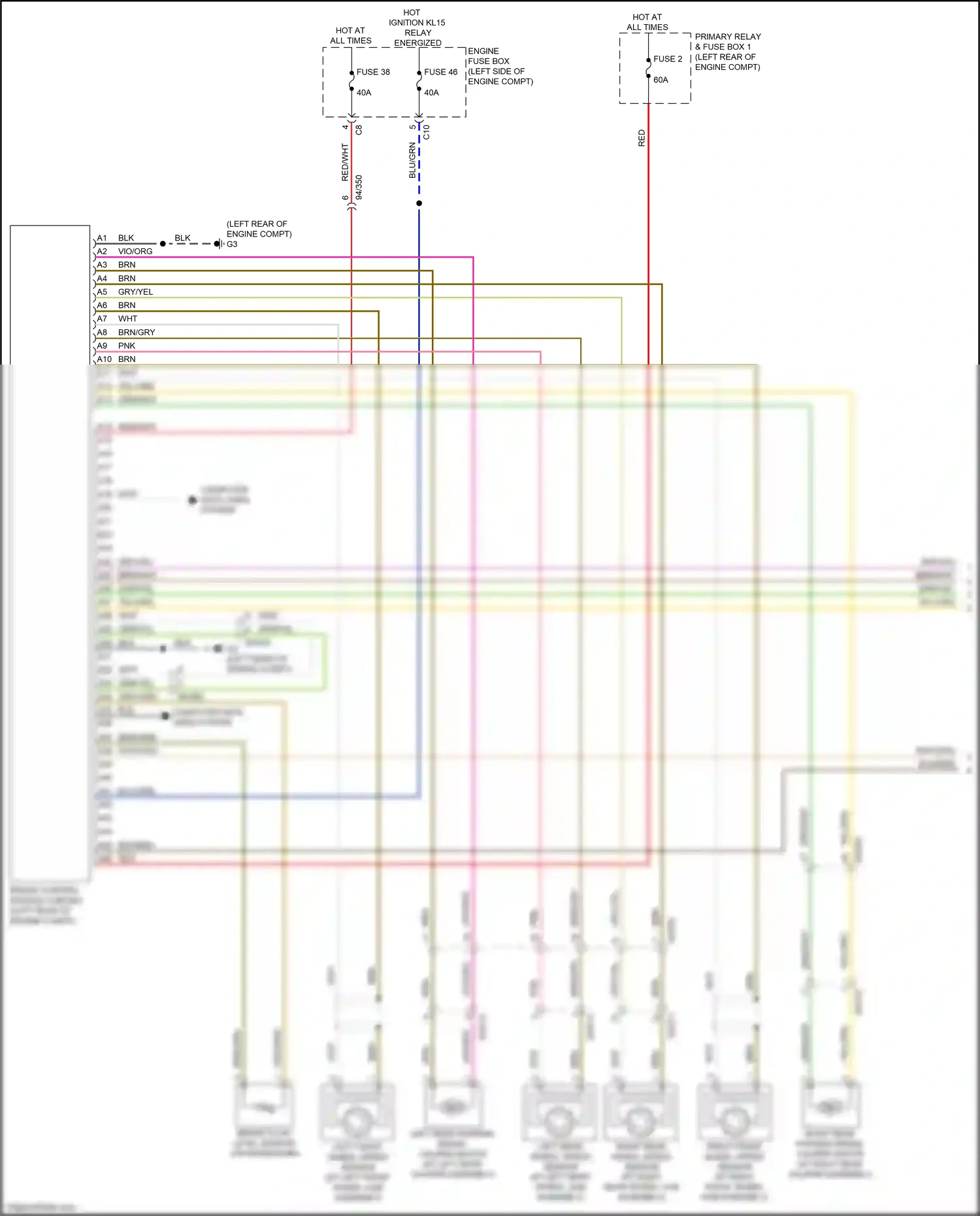Wiring diagram right front wheel speed sensor for Volvo XC90 II facelift (2019-2024) (2 of 8)