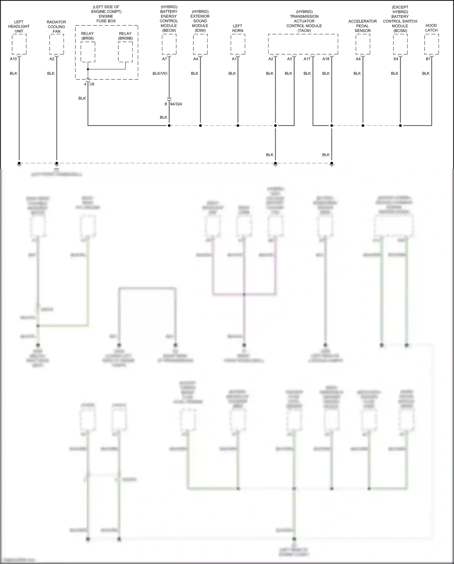 Wiring diagram left horn for Volvo XC90 II (2014-2019) (1 of 2)