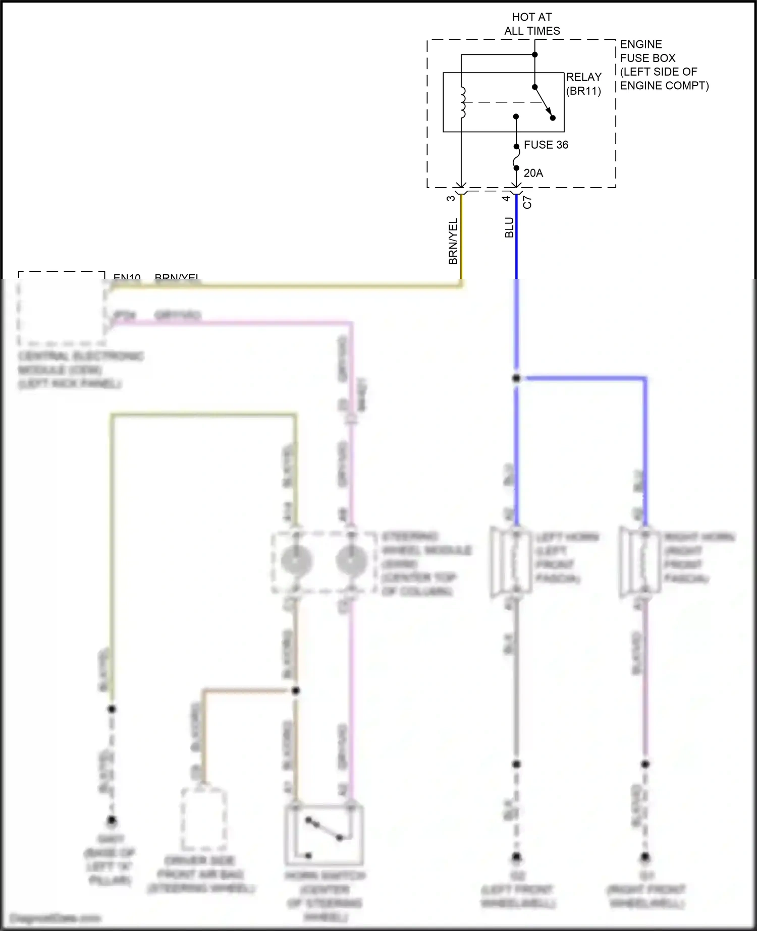 Wiring diagram left horn for Volvo XC90 II (2014-2019) (2 of 2)
